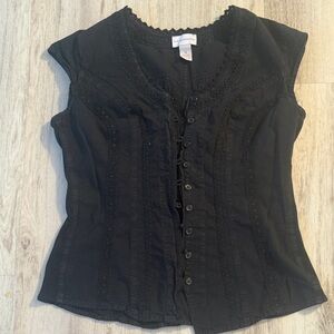 Soft Surroundings Black Button-Up Blouse